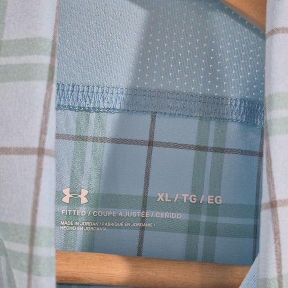 Under Armour Shirt Mens XL Blue Plaid Fishing Drift Tide Performance Button Up - Picture 5 of 9